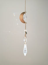 Load image into Gallery viewer, Suncatcher Moon Mobile | Brass and Tree Agate

 